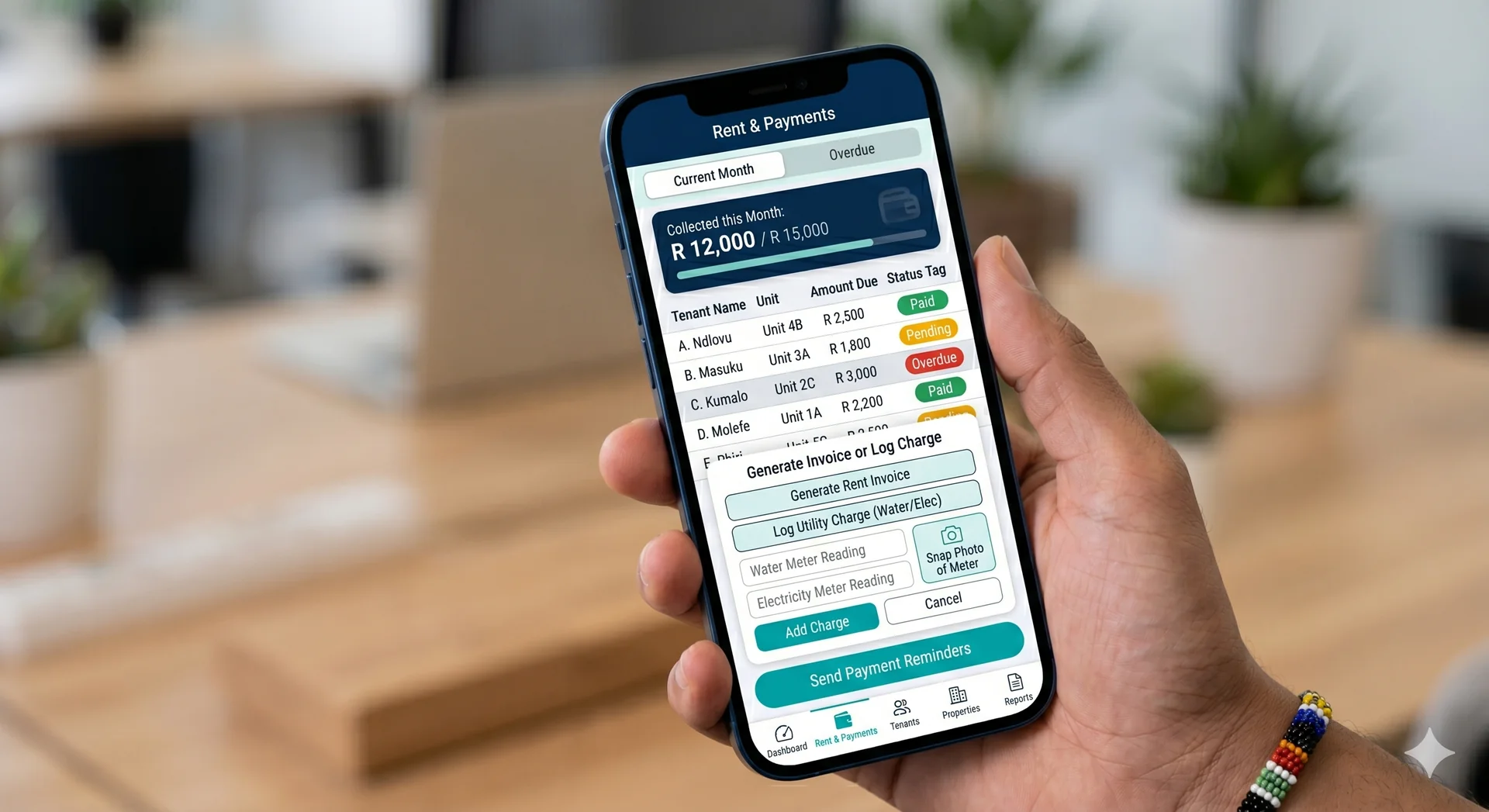 Financial accounting and rent tracking dashboard